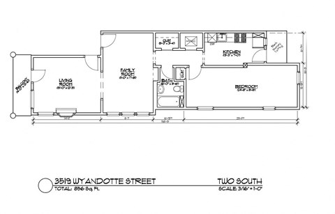 Floor plan for 1 bed, 1 bath, 856 sqft